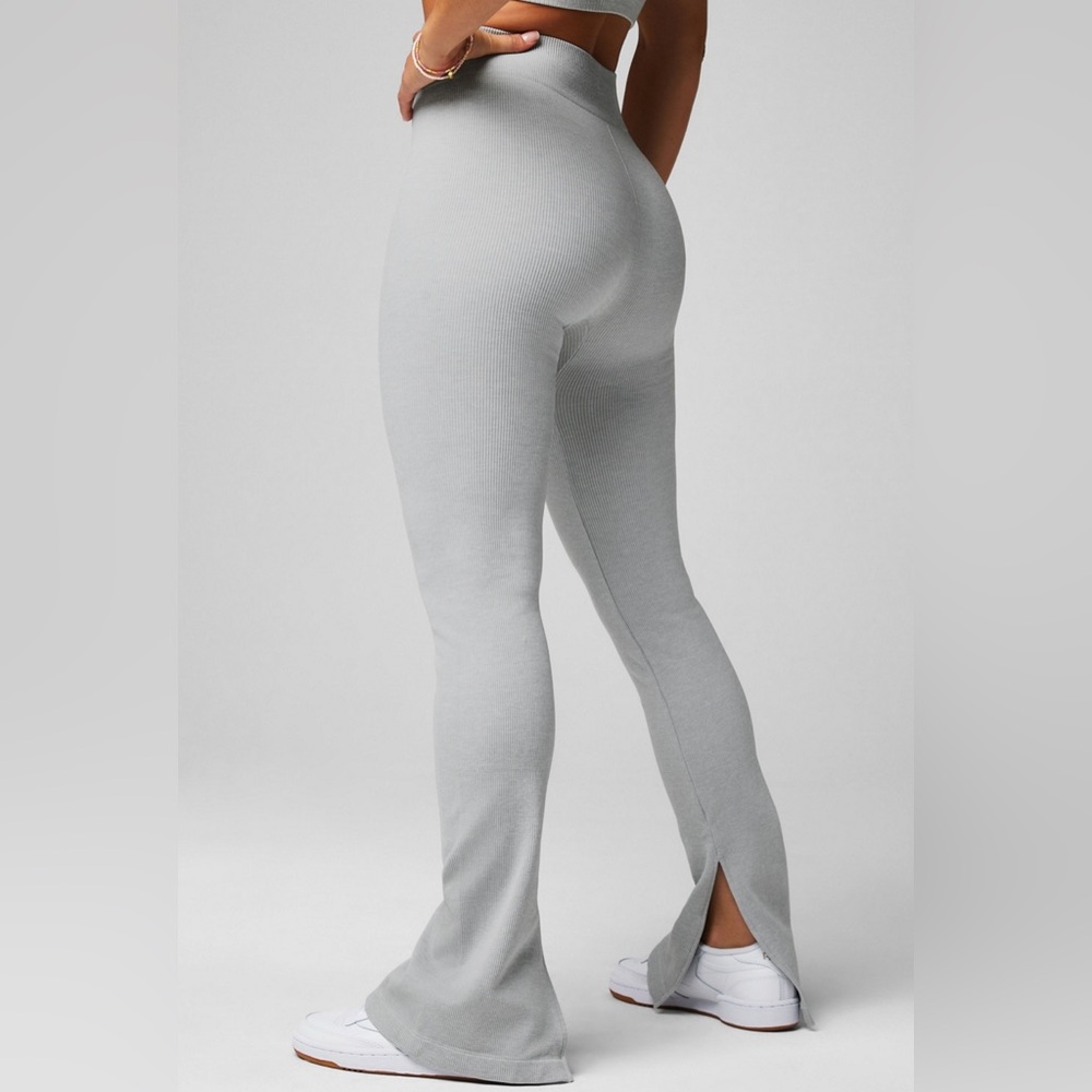 Seamless High-Waisted Slit Pant Soft Heather Grey
